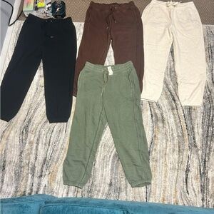 Kids Cozy Jogger Pants Set - Black, Brown, Green, Cream